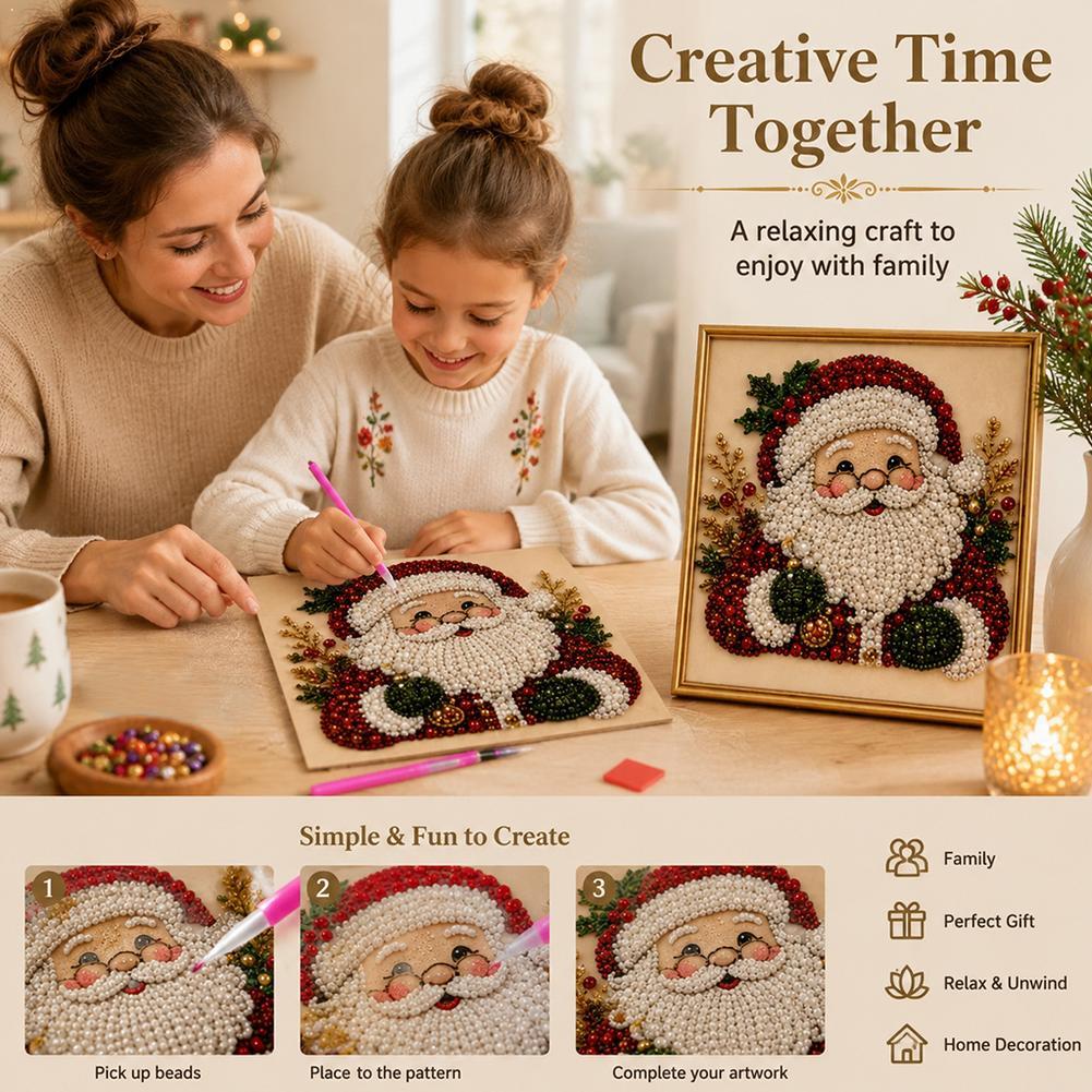 Art Craft Kits For Kids - Kit Seni Mutiara Santa Claus Natal