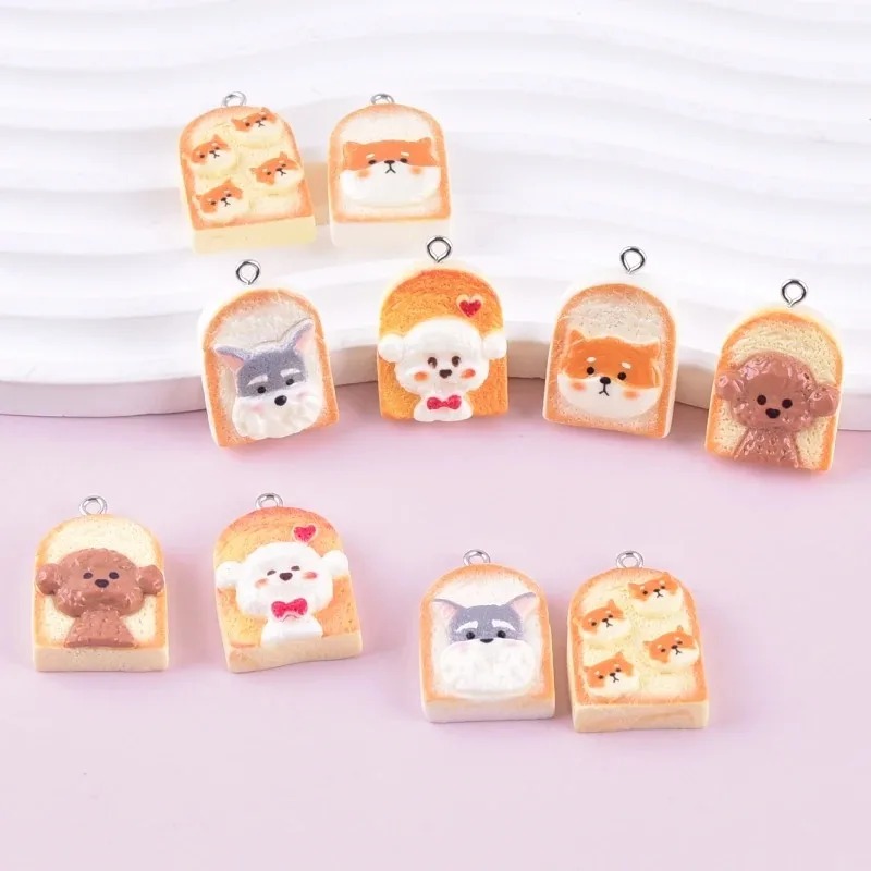 Art Craft Decoration - 10 Buah Liontin Resin Anjing Roti