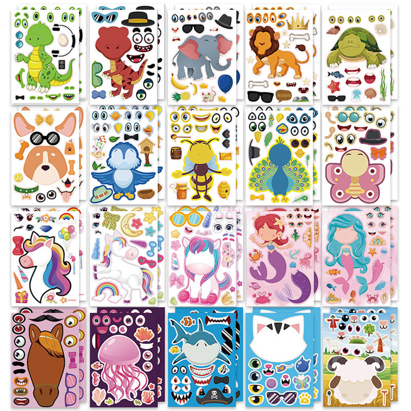 Art Craft Zoo - 12/24 lembar membuat wajah stiker kebun