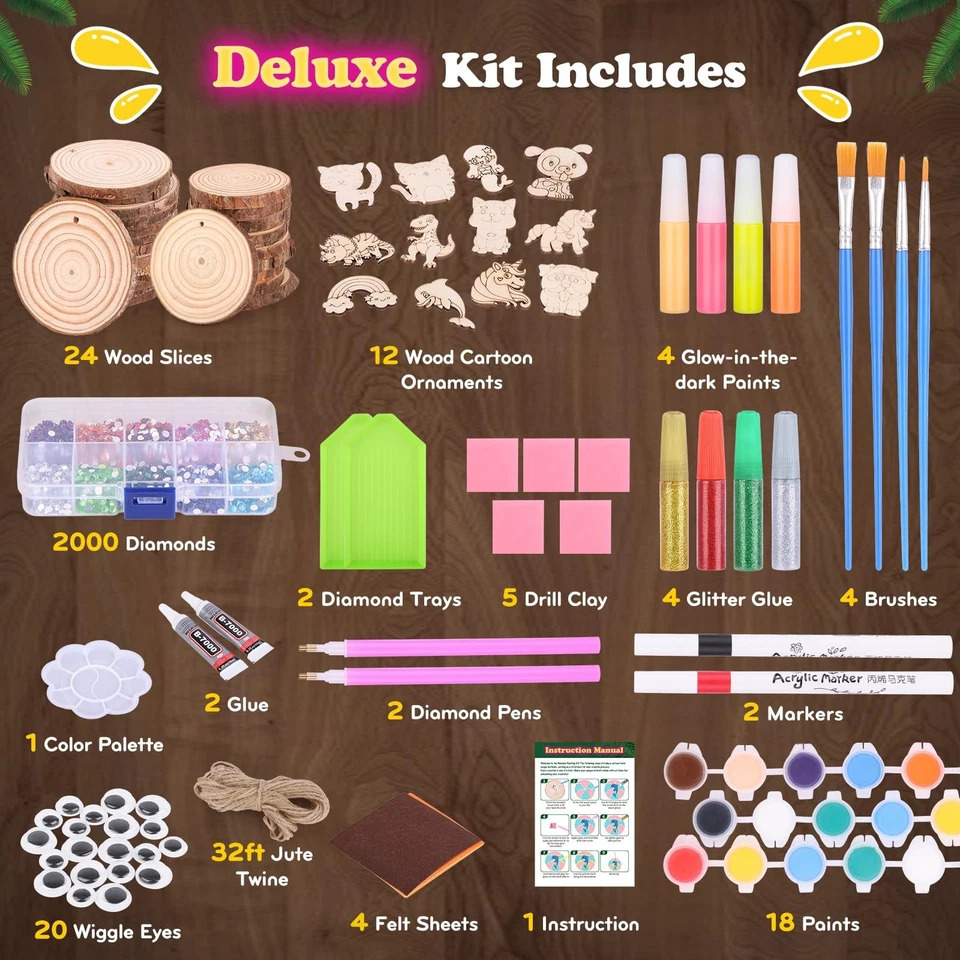 Art Craft Kits For Kids - Perlengkapan Lukis Kayu Menyala dalam Gelap