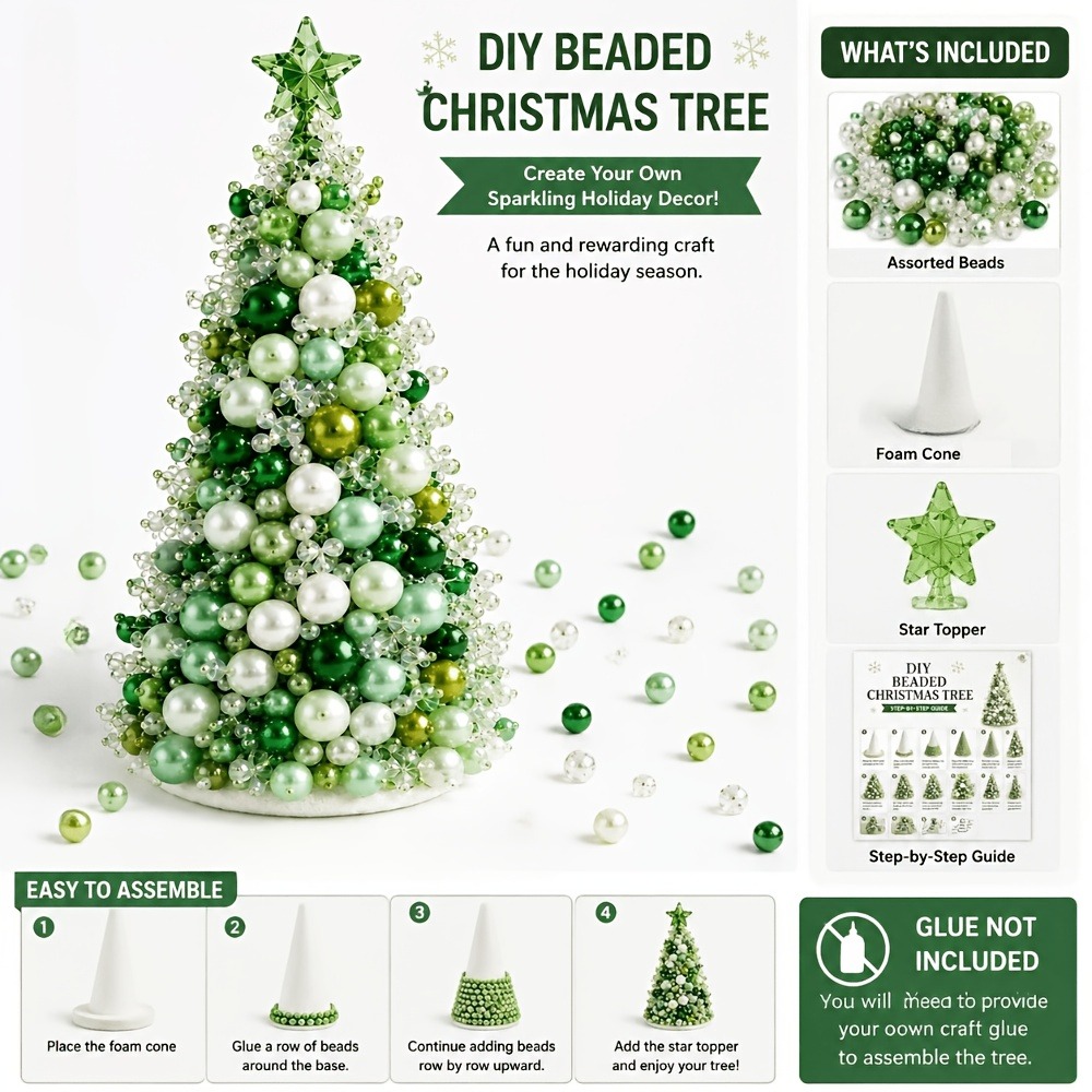 Art Craft Kits For Kids - Kit Pohon Natal Berhias Manik-Manik DIY,