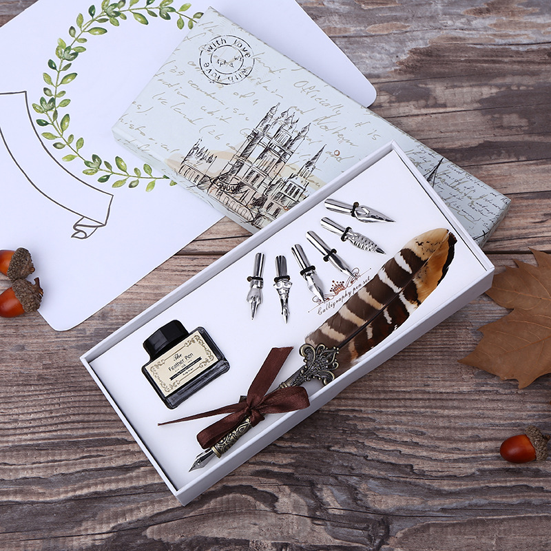 Art Craft Stationery - Set Tinta Pena Celup Bulu Retro