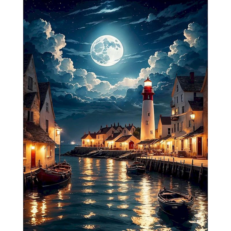 Art Craft Night - CHENISTORY Lukisan Malam Bercahaya Bulan Dengan