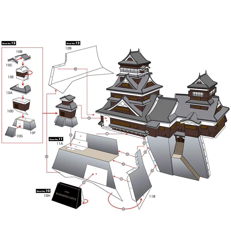 Jepang Kumamoto Castle Mini 3D - Art Craft Building ulasan dan harga