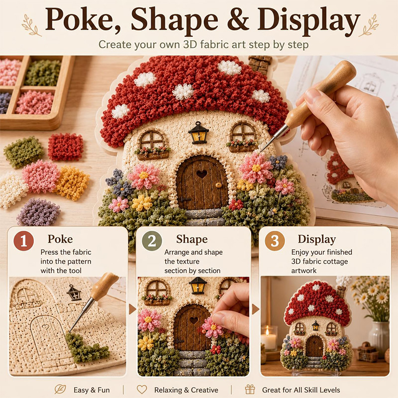 Kit DIY Seni Poke Rumah Jamur  - Art Craft Decoration ulasan dan harga